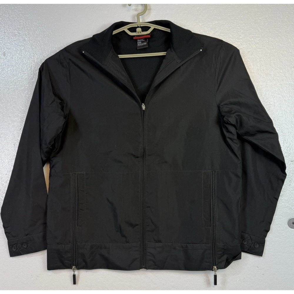 ID Wear Mens Black Windbreaker Rain Jacket Sz M Full zip Dad Hipster Chest 44 - Picture 2 of 9